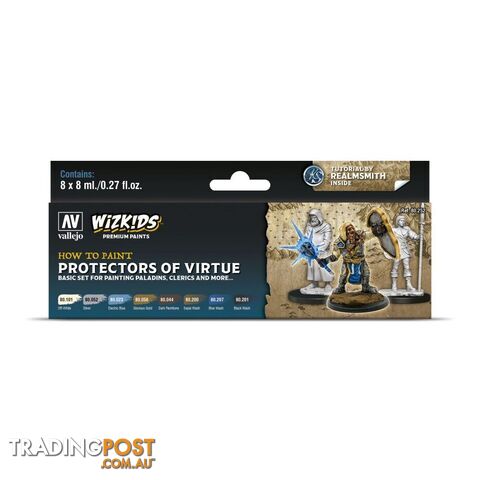 Wizkids Premium Paint Set By Vallejo: Protectors of Virtue - Acrylicos Vallejo S.L. - Tabletop Miniatures GTIN/EAN/UPC: 8429551802529