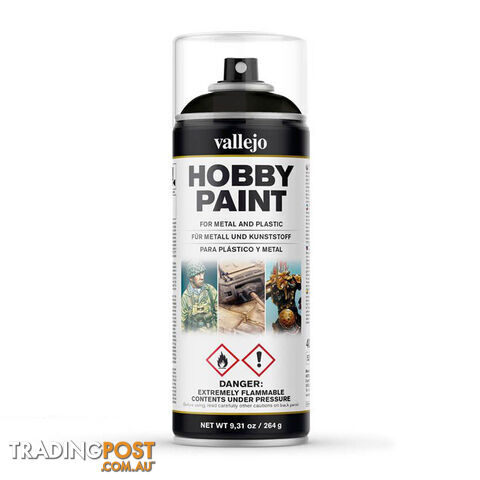 Vallejo Acrylic Black Primer 400ml Spray Can - Acrylicos Vallejo S.L. - Tabletop Miniatures GTIN/EAN/UPC: 8429551280129