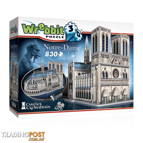 Wrebbit Notre Dame 3D 830 Piece Jigsaw Puzzle - Wrebbit Puzzles - Tabletop Jigsaw Puzzle GTIN/EAN/UPC: 665541020209
