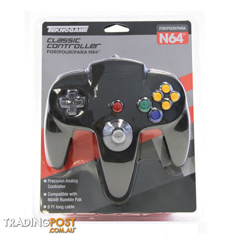 Teknogame Classic Controller for Nintendo 64 (Black) - Teknogame NXN64-019 -...