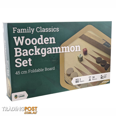 LPG Family Classics Wooden Backgammon Board Game - Lets Play Distribution -...