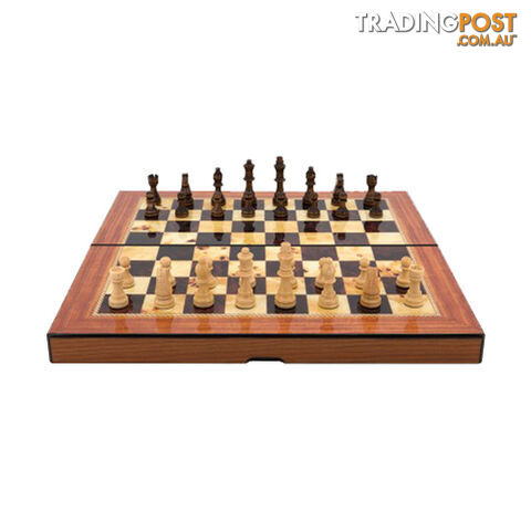Dal Rossi 16" Walnut Shiny Finish Folding Chess Set - Dal Rossi Italy - Tabletop Board Game GTIN/EAN/UPC: 9331863003565