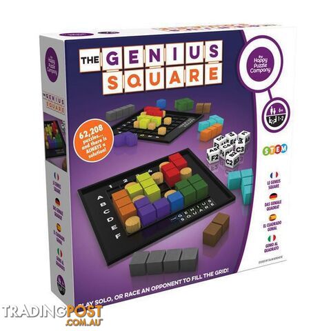 The Genius Square Board Game - The Happy Puzzle Company - Tabletop Puzzle Game...