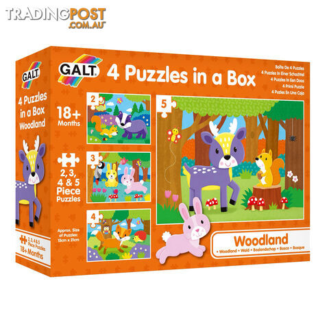 Galt 4 Puzzles in a Box Woodland 2-5 Piece Jigsaw Puzzle - James Galt & Co. Ltd. - Toys Games & Puzzles GTIN/EAN/UPC: 5011979590473