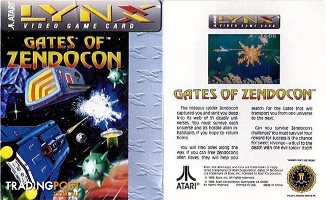 Gates of Zendocon (Atari Lynx) - Atari - Retro Lynx Software GTIN/EAN/UPC: 077000504869 - photo 2 of 2