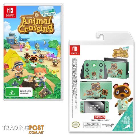Animal Crossing: New Horizons + Animal Crossing Tom Nook Switch Skin & Screen Protector Bundle - Switch Software GTIN/EAN/UPC: 9318113987097
