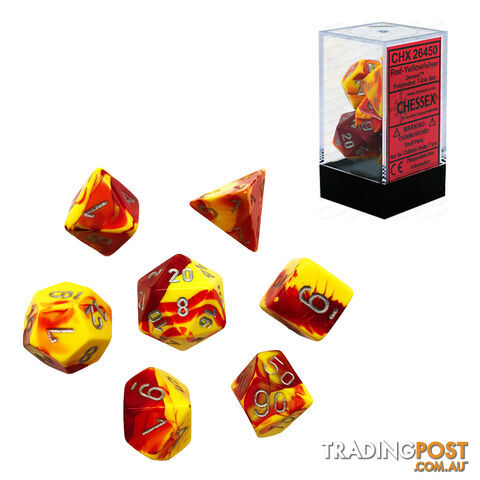 Chessex Gemini Polyhedral 7-Die Dice Set (Red/Yellow & Silver) - Chessex CHX26450 - Tabletop Accessory GTIN/EAN/UPC: 601982023058