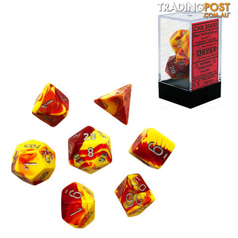 Chessex Gemini Polyhedral 7-Die Dice Set (Red/Yellow & Silver) - Chessex CHX26450 - Tabletop Accessory GTIN/EAN/UPC: 601982023058