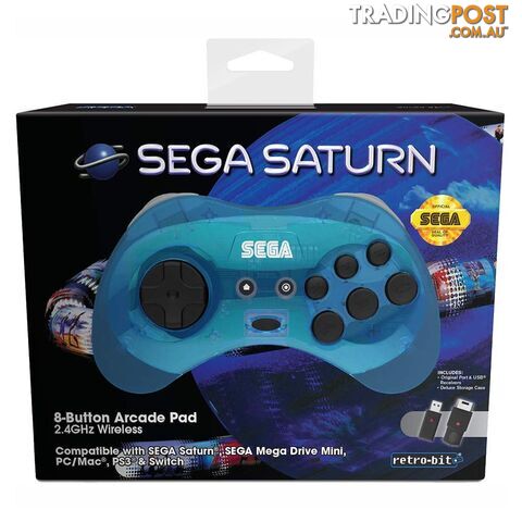 Retro-Bit Sega Saturn Wireless Arcade Controller for PC & Saturn (Clear Blue) - Retro-bit - Retro Mega Drive Accessory GTIN/EAN/UPC: 7350002937280 - photo 3 of 3