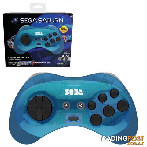 Retro-Bit Sega Saturn Wireless Arcade Controller for PC & Saturn (Clear Blue) - Retro-bit - Retro Mega Drive Accessory GTIN/EAN/UPC: 7350002937280