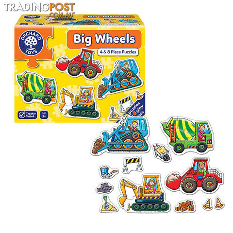 Orchard Toys Big Wheels 4 x 4 & 8 Piece Jigsaw Puzzle - Orchard Toys - Tabletop Jigsaw Puzzle GTIN/EAN/UPC: 5011863301017