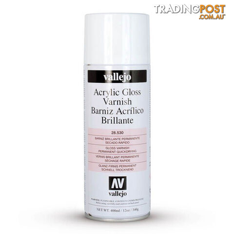 Vallejo Acrylic Gloss Varnish 400ml Spray Can - Acrylicos Vallejo S.L. - Tabletop Miniatures GTIN/EAN/UPC: 8429551285308