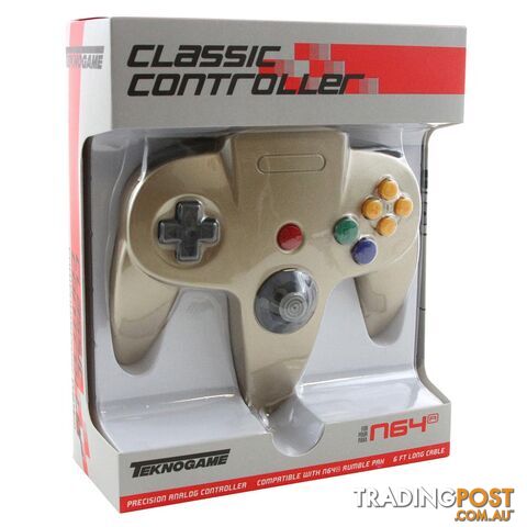 Teknogame Nintendo 64 Classic Controller (Gold) - Teknogame NXN64-023 - Retro N64 Accessory GTIN/EAN/UPC: 722267833725 - photo 1 of 1