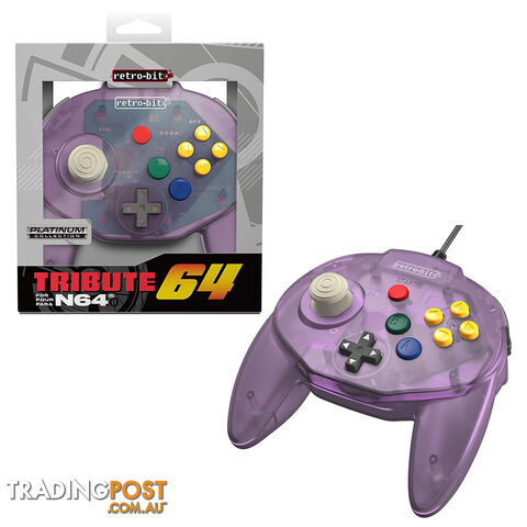 Retro-Bit Tribute 64 Wired N64 Controller for Nintendo 64 (Atomic Purple) -...