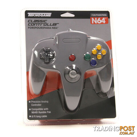 Teknogame Classic Controller for Nintendo 64 (Grey) - Teknogame NXN64-020 - Retro N64 Accessory GTIN/EAN/UPC: 722267833633