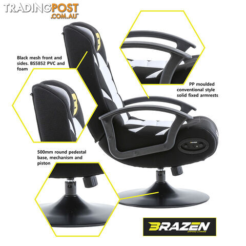 Brazen Pride 2.1 Bluetooth Surround Sound Gaming Chair (Grey) - Brazen Gaming Chairs - Gaming Chair GTIN/EAN/UPC: 5060216442396 - photo 2 of 4
