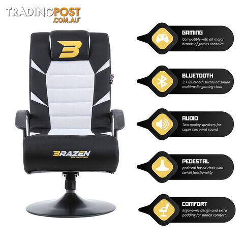 Brazen Pride 2.1 Bluetooth Surround Sound Gaming Chair (Grey) - Brazen Gaming Chairs - Gaming Chair GTIN/EAN/UPC: 5060216442396 - photo 4 of 4