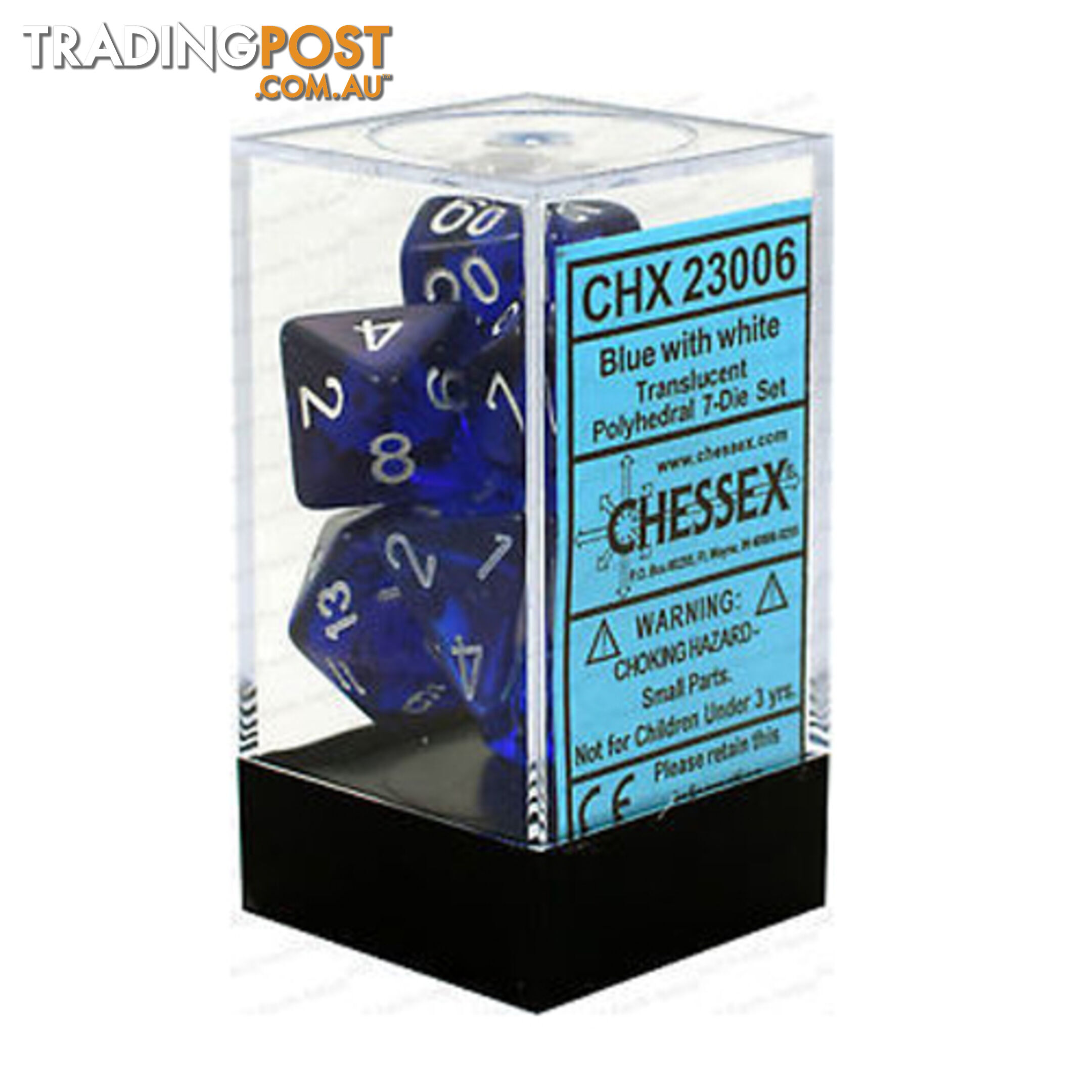 Chessex Translucent Polyhedral 7-Die Dice Set (Blue & White) - Chessex - Tabletop Accessory GTIN/EAN/UPC: 601982009946