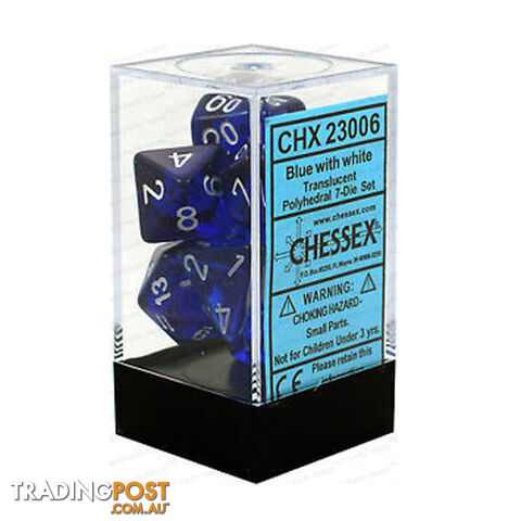 Chessex Translucent Polyhedral 7-Die Dice Set (Blue & White) - Chessex - Tabletop Accessory GTIN/EAN/UPC: 601982009946