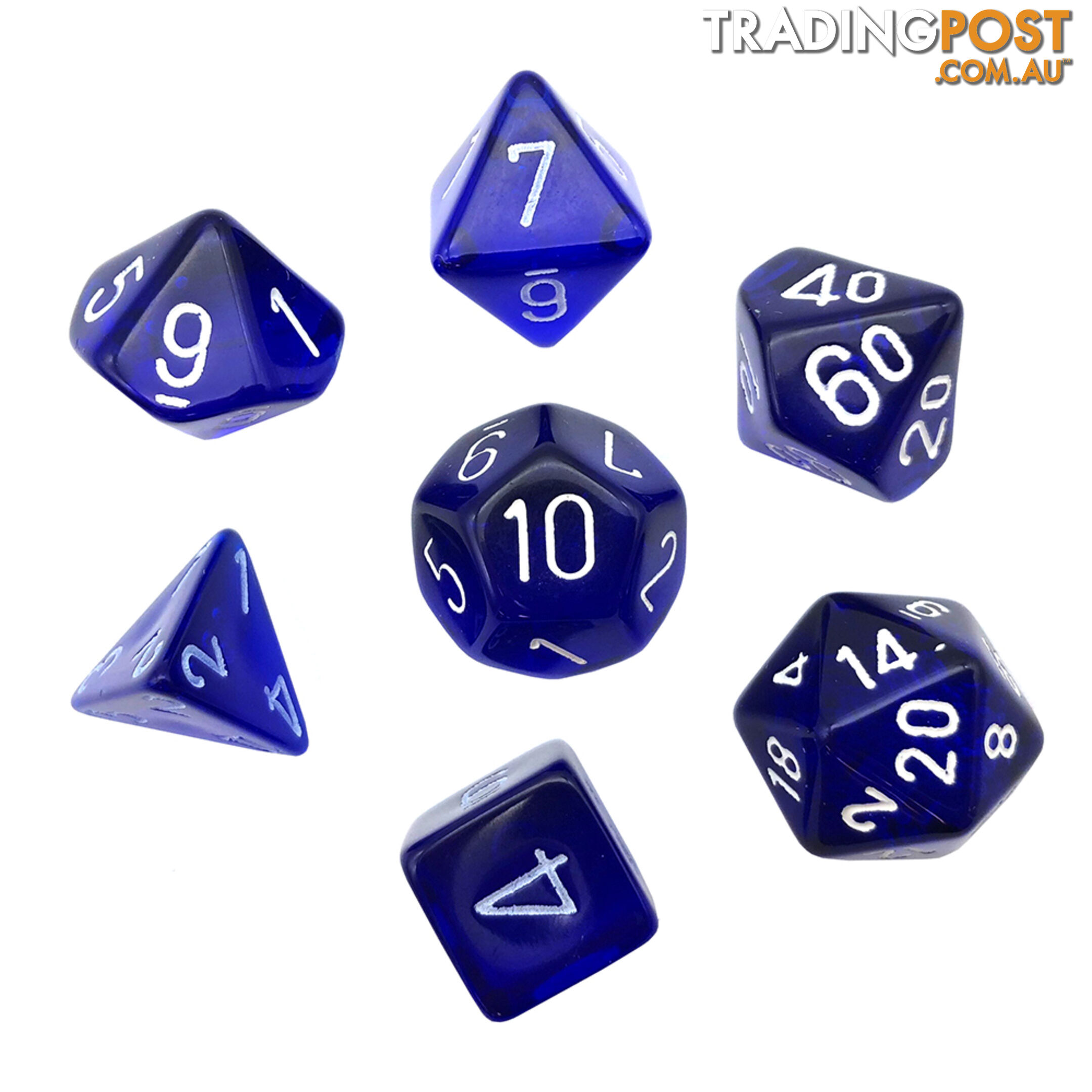 Chessex Translucent Polyhedral 7-Die Dice Set (Blue & White) - Chessex - Tabletop Accessory GTIN/EAN/UPC: 601982009946