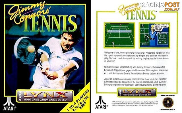 Jimmy Connor's Tennis (Atari Lynx) - Atari - Retro Lynx Software GTIN/EAN/UPC: 077000400031 - photo 2 of 2
