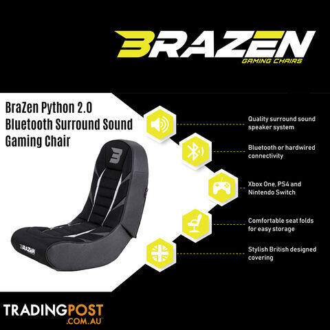 Brazen Python 2.0 Bluetooth Surround Sound Gaming Chair (Blue) - Brazen Gaming Chairs - Gaming Chair GTIN/EAN/UPC: 5060216442556