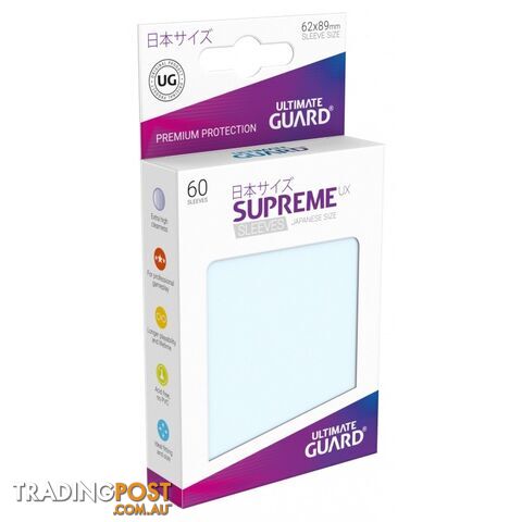Ultimate Guard Supreme UX Japanese Size 60 Sleeves Transparent - Ultimate Guard - Tabletop Trading Cards Accessory GTIN/EAN/UPC: 4056133003377