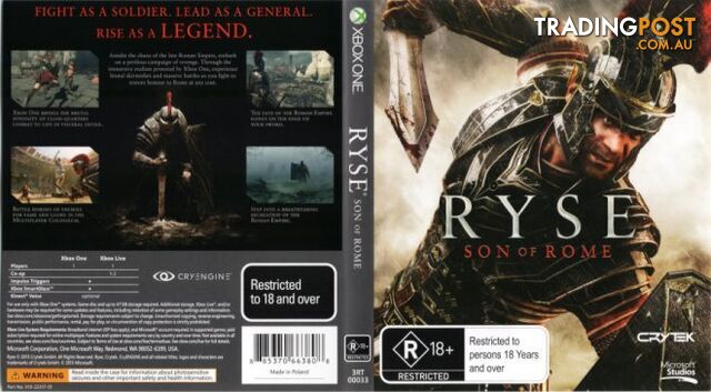 Ryse: Son of Rome [Pre-Owned] (Xbox One) - Microsoft Studios - P/O Xbox One Software GTIN/EAN/UPC: 885370663808 - photo 2 of 7