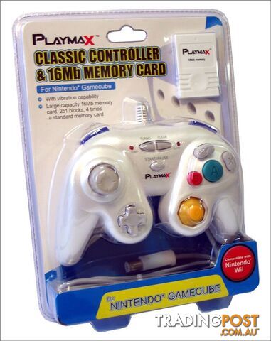 Playmax Classic Controller with 16MB Memory Card for Wii & Gamecube - Playmax - Wii Accessory GTIN/EAN/UPC: 9312590130892 - photo 2 of 4