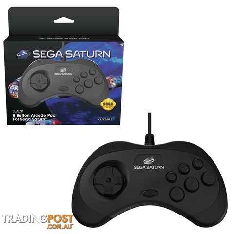 Retro-Bit Sega Saturn 8-Button Arcade Pad for Sega Saturn (Black) - Retro-bit - Retro Saturn GTIN/EAN/UPC: 7350002936894
