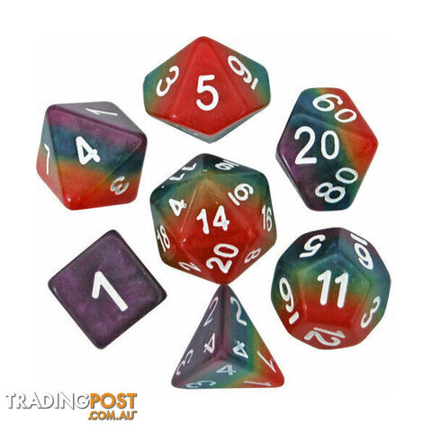 MDG Metallic Dice Games Rainbow Resin 7-Die Polyhedral Dice Set - Metallic Dice Games LLC - Tabletop Accessory GTIN/EAN/UPC: 680599383168