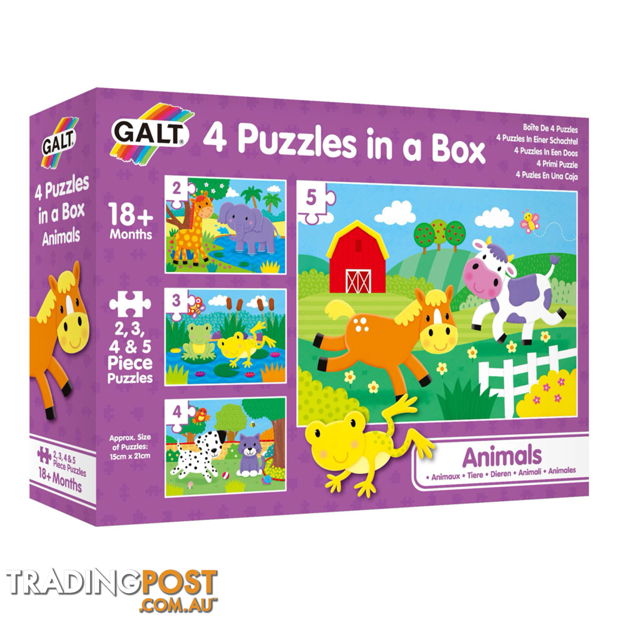 Galt 4 Puzzles in a Box Animals 2-5 Piece Jigsaw Puzzle - James Galt & Co. Ltd. - Toys Games & Puzzles GTIN/EAN/UPC: 5011979590534