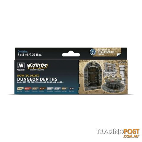 Wizkids Premium Paint Set By Vallejo: Dungeon Depths - Acrylicos Vallejo S.L. - Tabletop Miniatures GTIN/EAN/UPC: 8429551802512