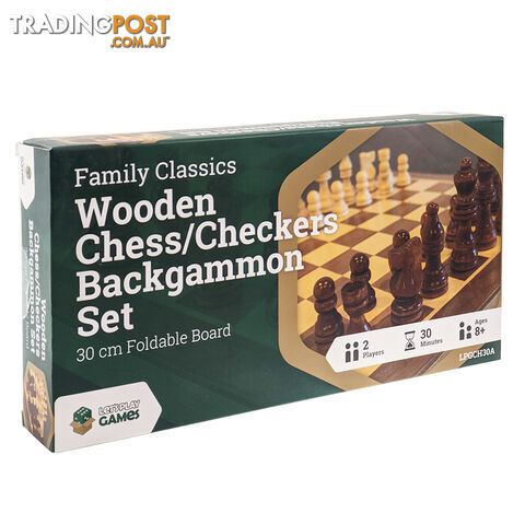 LPG Family Classics Wooden Chess, Checkers & Backgammon Board Game Set - Lets Play Distribution - Tabletop Board Game GTIN/EAN/UPC: 742033921951