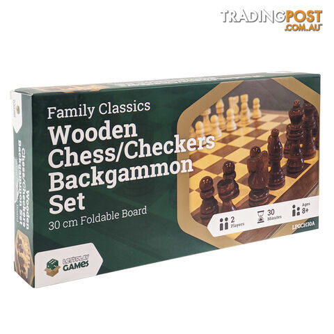 LPG Family Classics Wooden Chess, Checkers & Backgammon Board Game Set - Lets Play Distribution - Tabletop Board Game GTIN/EAN/UPC: 742033921951