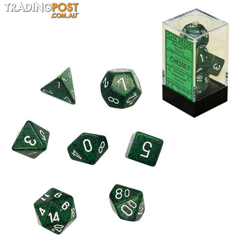 Chessex Recon Speckled Polyhedral 7-Die Set (Green/Black & White) - Chessex CHX25325 - Tabletop Accessory GTIN/EAN/UPC: 601982021108