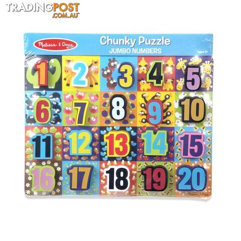 Melissa & Doug Jumbo Numbers Chunky 20 Piece Jigsaw Puzzle - Melissa & Doug - Toys Games & Puzzles GTIN/EAN/UPC: 000772038324
