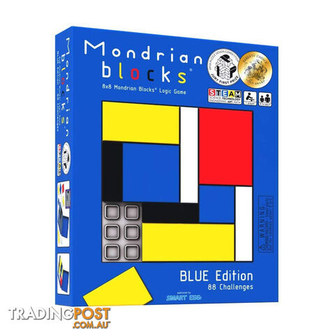 Mondrian Blocks Puzzle Game Blue Edition - Smart Egg - Tabletop Puzzle Game