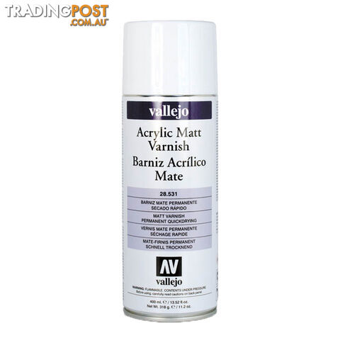 Vallejo Acrylic Matt Varnish 400ml Spray Can - Acrylicos Vallejo S.L. - Tabletop Miniatures GTIN/EAN/UPC: 8429551285315