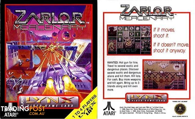 Zarlor: Mercenary (Atari Lynx) - Atari - Retro Lynx Software GTIN/EAN/UPC: 077000020642 - photo 2 of 2