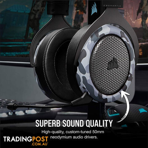 Corsair HS60 HAPTIC Stereo Gaming Headset with Haptic Bass - CORSAIR - Headset GTIN/EAN/UPC: 840006618911 - photo 3 of 6