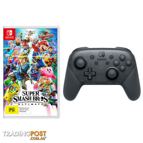 Super Smash Bros. Ultimate with Nintendo Switch Pro Controller Bundle - Nintendo - Switch Software