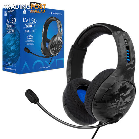 PDP Gaming LVL 50 Stereo Wired Gaming Headset For PS4 & PC (Black Camo) - PDP - PS4 Accessory GTIN/EAN/UPC: 708056065843