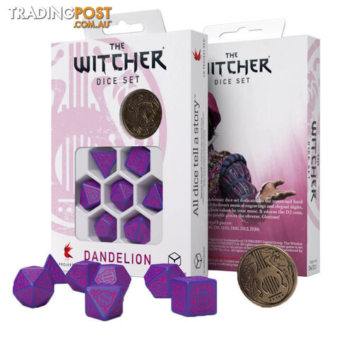 Q Workshop The Witcher Dandelion the Conqueror of Hearts Dice Set - Q Workshop - Tabletop Accessory GTIN/EAN/UPC: 5907699496129