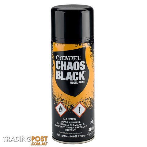 Citadel Chaos Black Model Spray Paint - Games Workshop - Tabletop Miniatures GTIN/EAN/UPC: 5011921175291