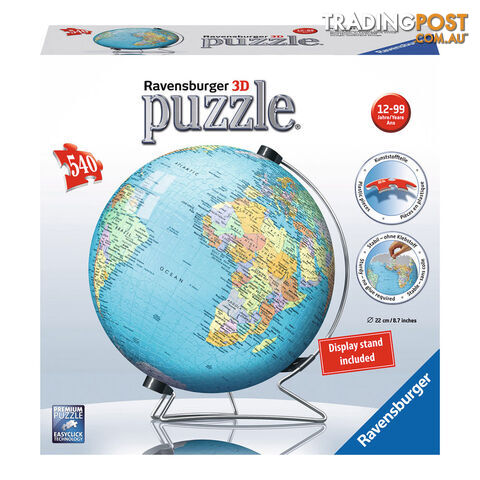 Ravensburger World Globe 3D Puzzleball 540 Piece Puzzle - Ravensburger - Tabletop Jigsaw Puzzle GTIN/EAN/UPC: 4005556124367