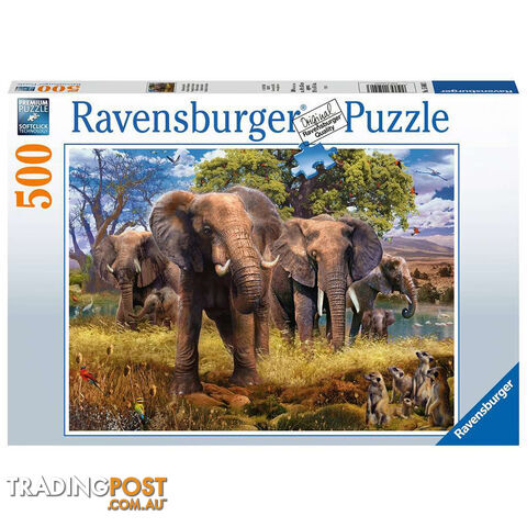Ravensburger Elephant Family 500 Piece Jigsaw Puzzle - Ravensburger - Tabletop Jigsaw Puzzle GTIN/EAN/UPC: 4005556150403