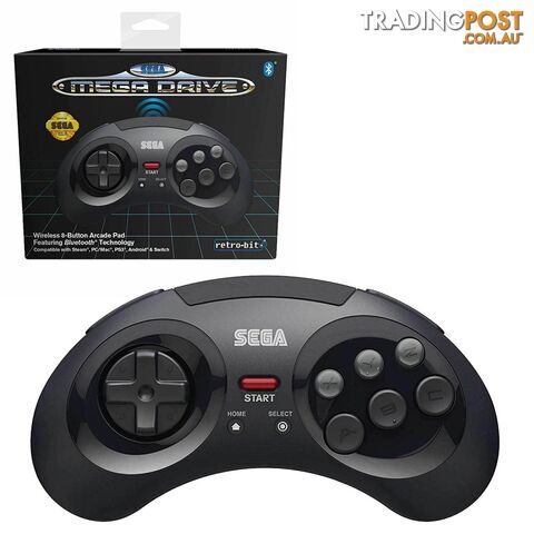 Retro-Bit Sega Mega Drive Bluetooth Arcade Controller for PC (Black) - Retro-bit - Retro Mega Drive Accessory GTIN/EAN/UPC: 7350002937013