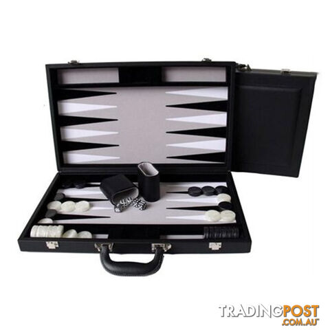 Dal Rossi 15" Folding PU Leather Backgammon Set (Black) - Dal Rossi Italy - Tabletop Board Game GTIN/EAN/UPC: 9501101530003