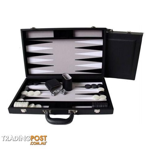 Dal Rossi 15" Folding PU Leather Backgammon Set (Black) - Dal Rossi Italy - Tabletop Board Game GTIN/EAN/UPC: 9501101530003